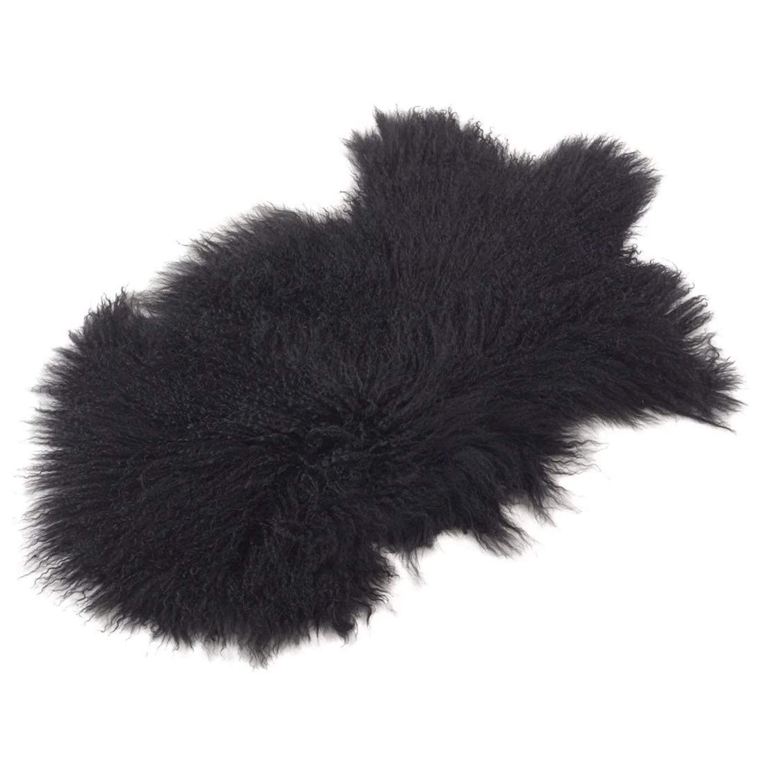 Fennco Styles Luxury Mongolian Lamb Fur Throw Rug, 20"x35"