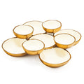 Cluster of 9 Round Serving Bowls Decorative Bowls Gold & White, Brass