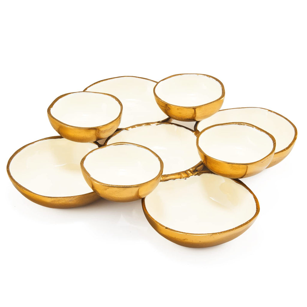 Clustered Brass Serving Bowls — Set of 9