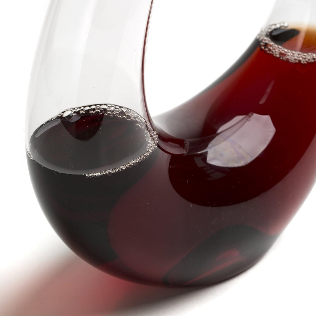 U-Shaped Glass Wine & Aerator- Amadeo Unique Curved Wine Decanters - 25 OZ