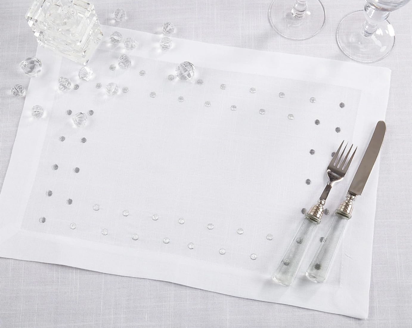 Fennco Styles Classic Embroidered Polka Dot Table Runner 16" W x 72" L - Gold Table Cover for Home Décor, Everyday Use, Christmas, Banquets and Special Events