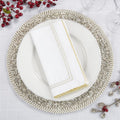 Fennco Styles Embroidered Metallic Border Cotton Cloth Napkins 18" W x 18" L, Set of 4