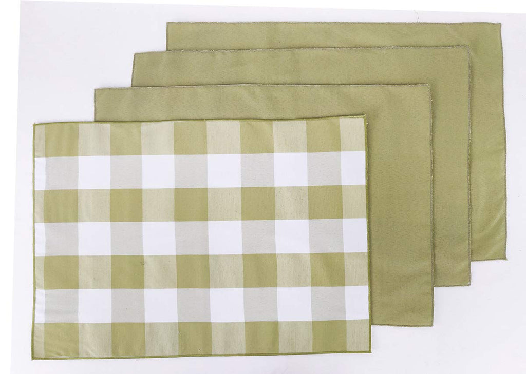 Fennco Styles Buffalo Check Double Layers Reversible Placemats 14" W x 20" L, Set of 4 - Handmade in USA - Plaid Table Mats for Everyday Use, Banquet, Holiday, Family Gathering, Special Occasion