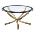 Sculptural Glass Coffee Table — Brass