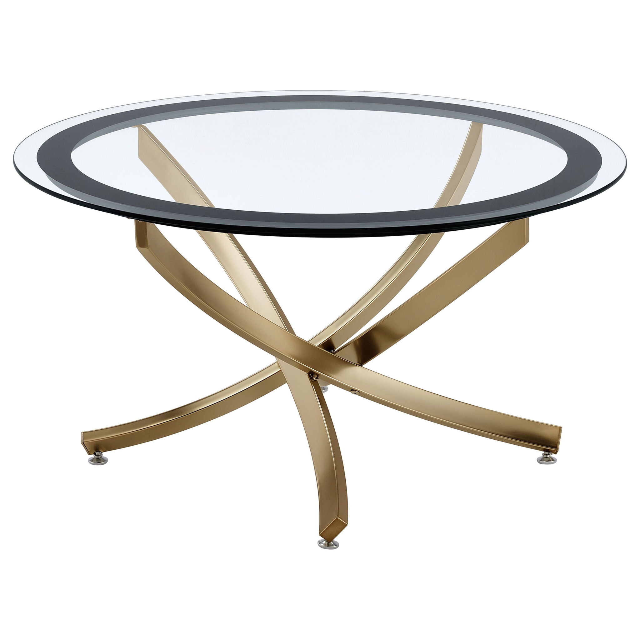 Sculptural Glass Coffee Table — Brass