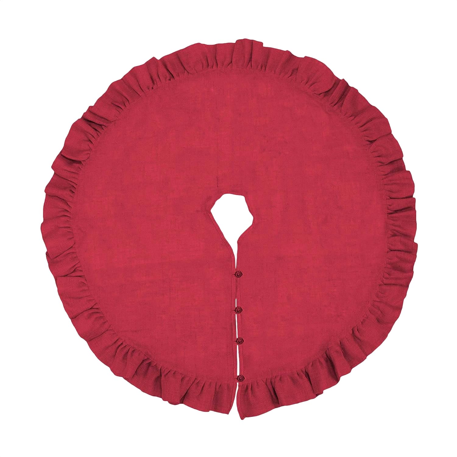 Fennco Styles Holiday Décor Ruffled Jute Christmas Tree Skirt - Natural Burlap Tree Skirt for Home, Office, Outdoor, Winter Holidays and Special Occasions