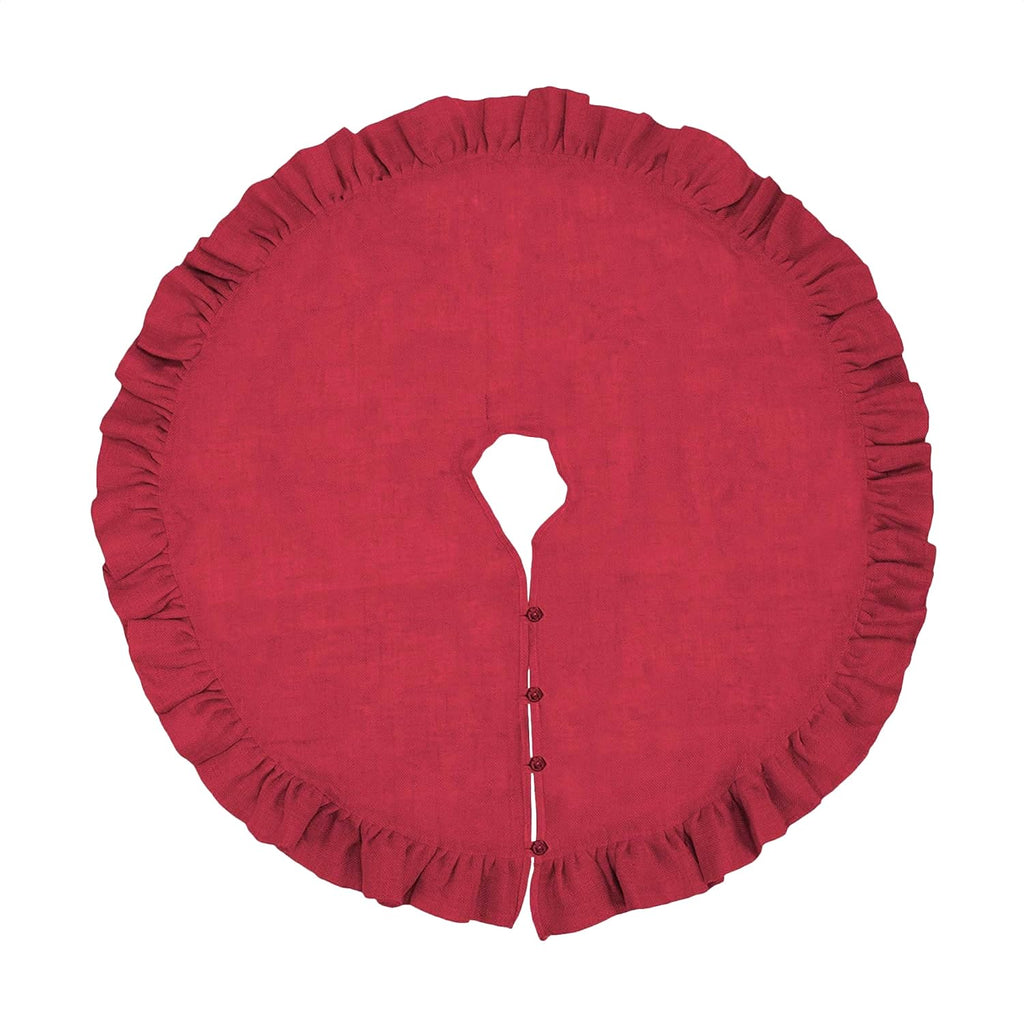 Fennco Styles Holiday Décor Ruffled Jute Christmas Tree Skirt - Natural Burlap Tree Skirt for Home, Office, Outdoor, Winter Holidays and Special Occasions