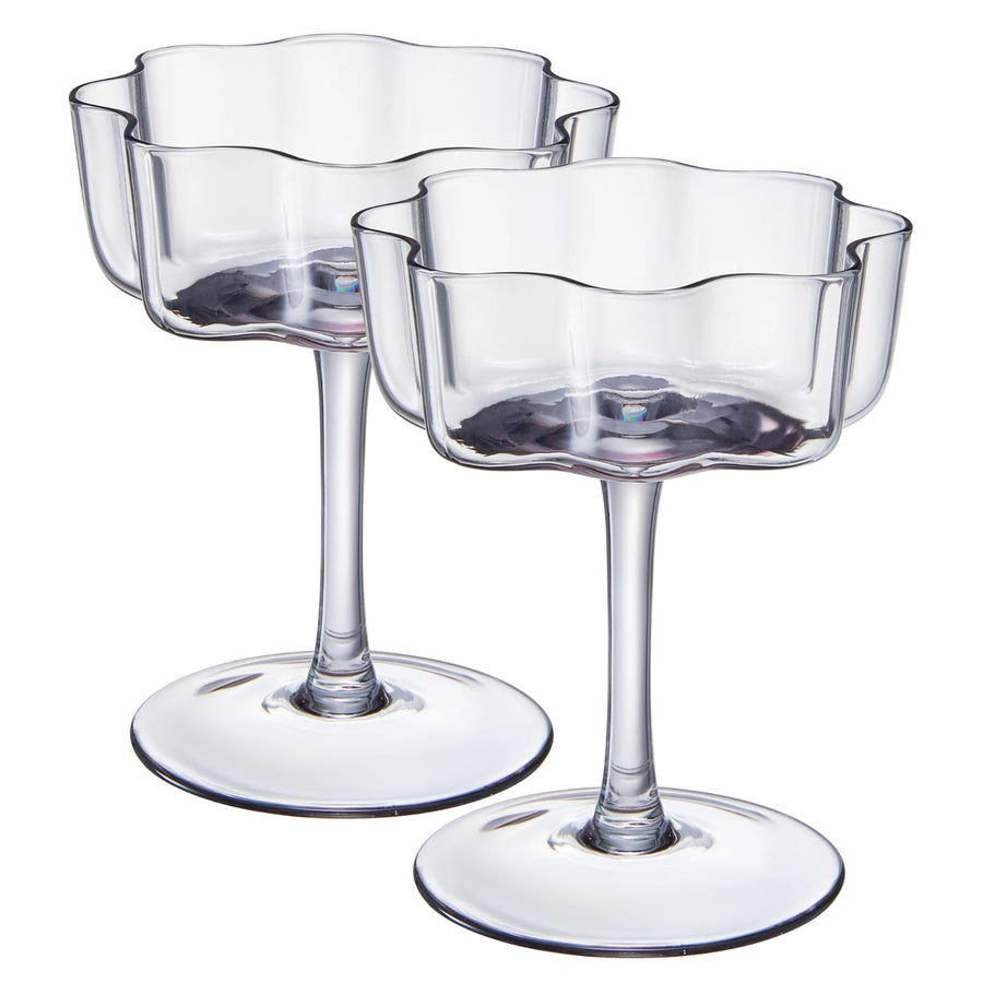 Flower Wave Coupe Glasses — Grey, Set of 2