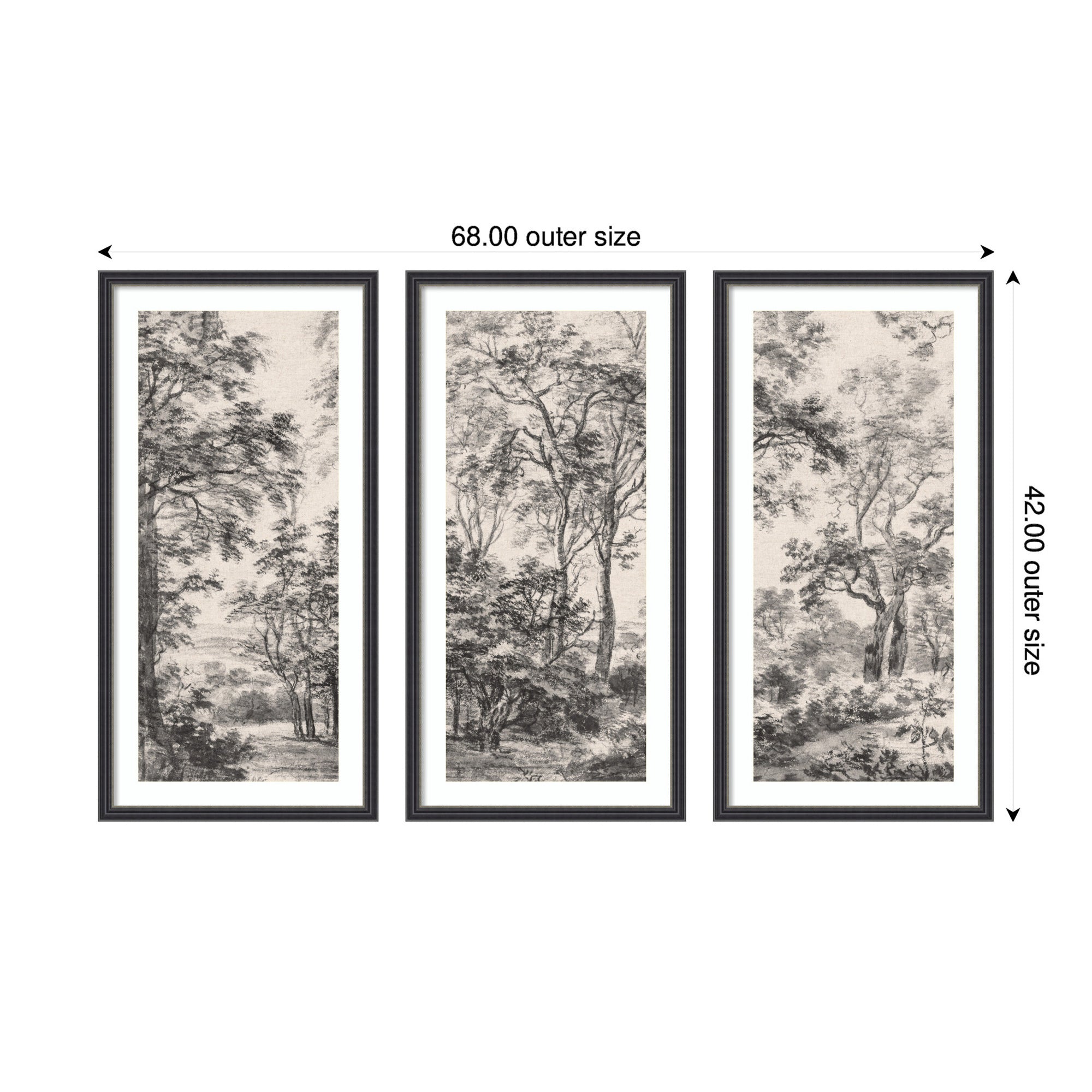 Wooded Landscape — 3-Piece Framed Art Set