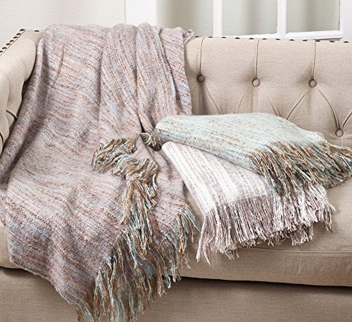 Fennco Styles Faux Mohair Shabby Chic Throw Blanket, 50"x60"
