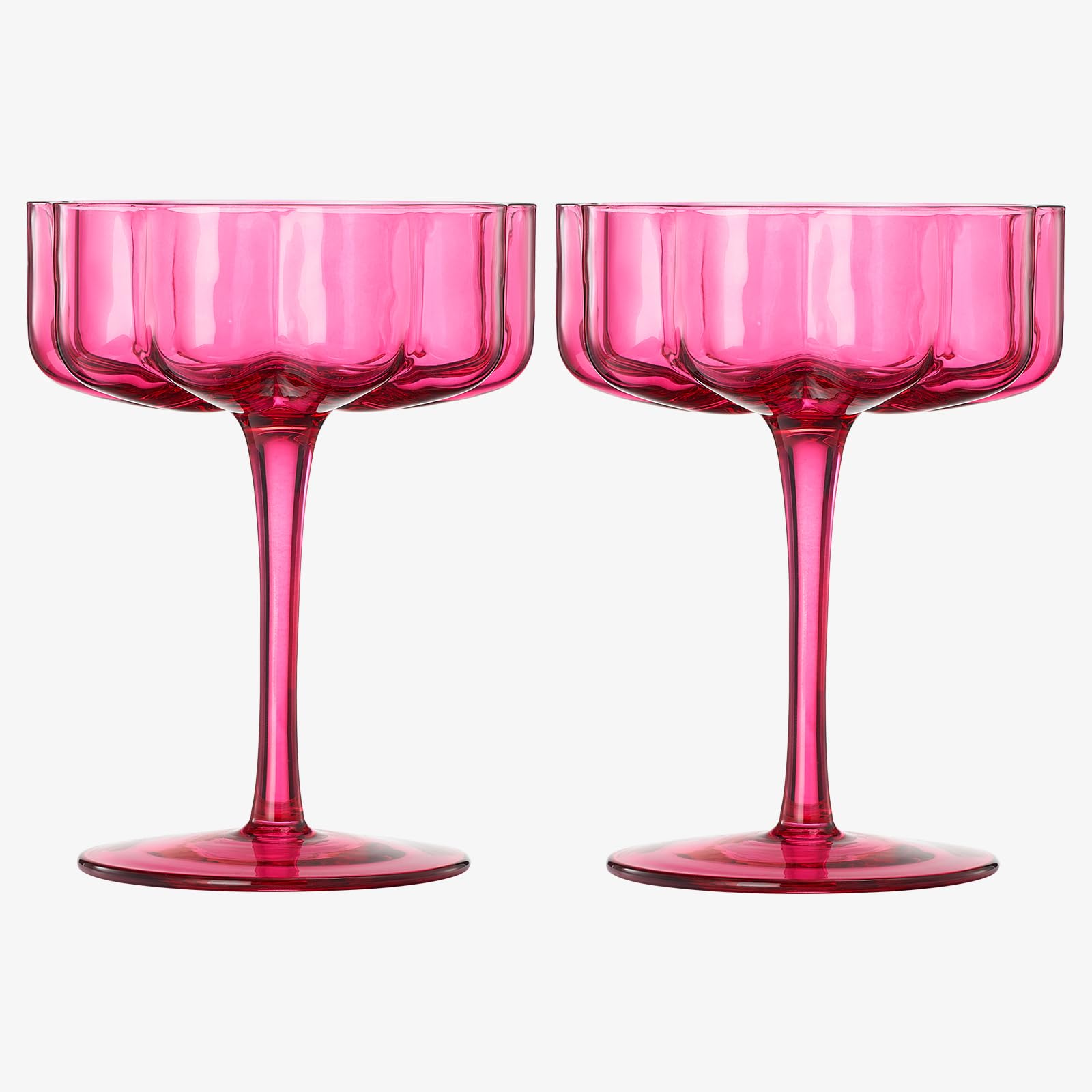 Flower Vintage Wavy Glass Coupes Martini, Champagne & Cocktail Coupes - Set of 2