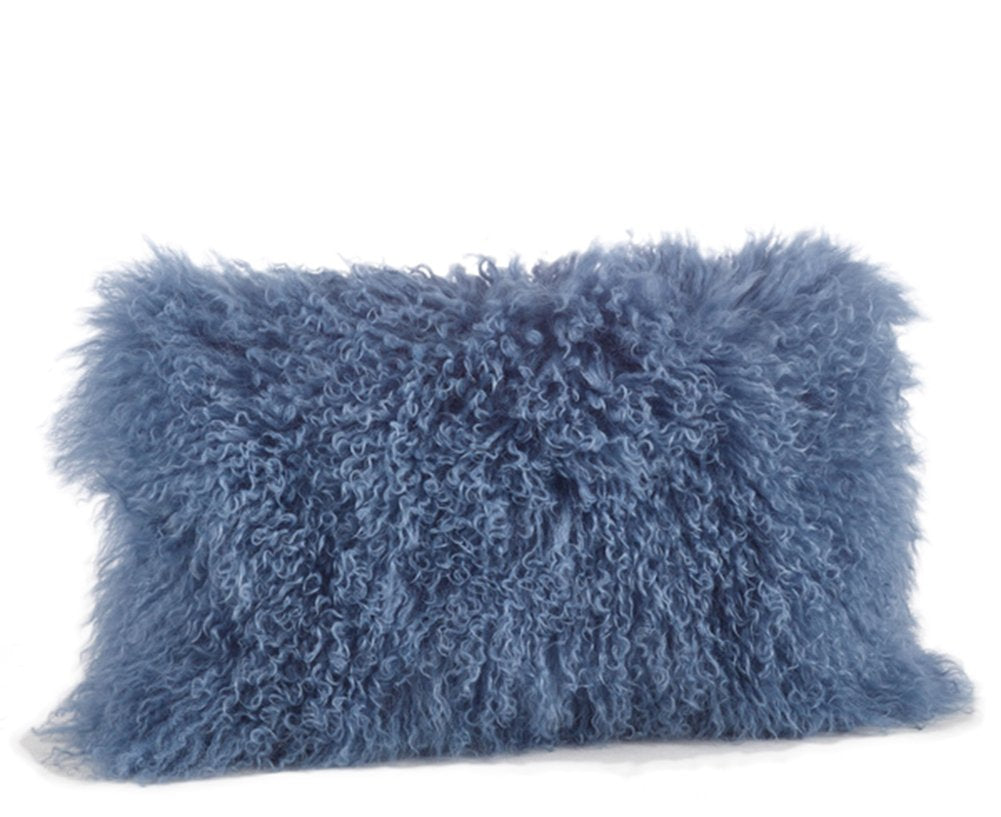 Fennco Styles Genuine Mongolian Lamb Fur Decorative Filled Throw Pillow - Soft Plush Wool Accent Pillow for Home, Couch, Living Room, Office and Holiday Décor