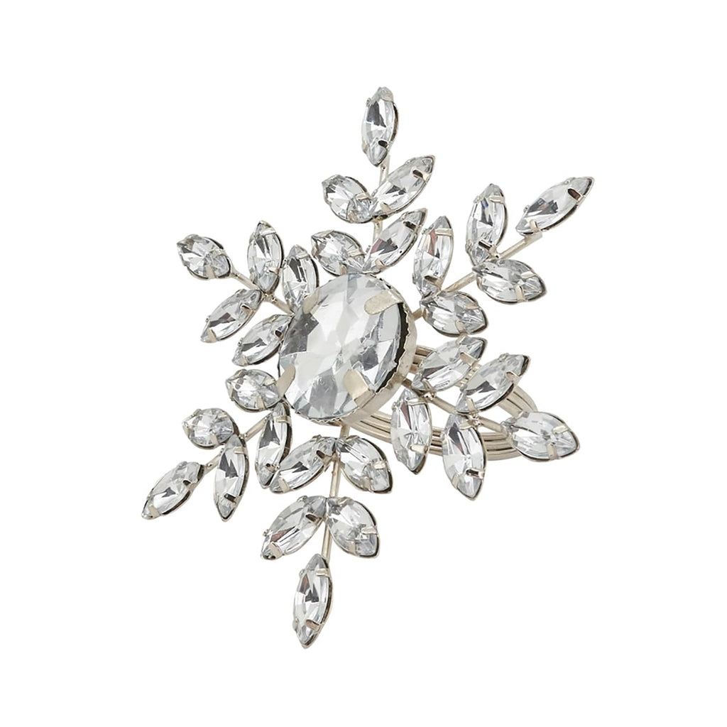 Fennco Styles Beaded Elegant Snowflake Napkin Rings, Set of 4 - Jeweled Holiday Napkin Holders for Home Décor, Christmas, Banquets, Weddings and Special Occasions