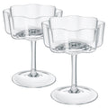 Flower Wave Coupe Cocktail Colored Glass | Set of 2 | Clear