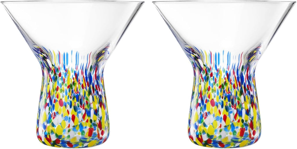 The Wine Savant Stemless Martini Glasses Hand Blown - Set of 2 Clear