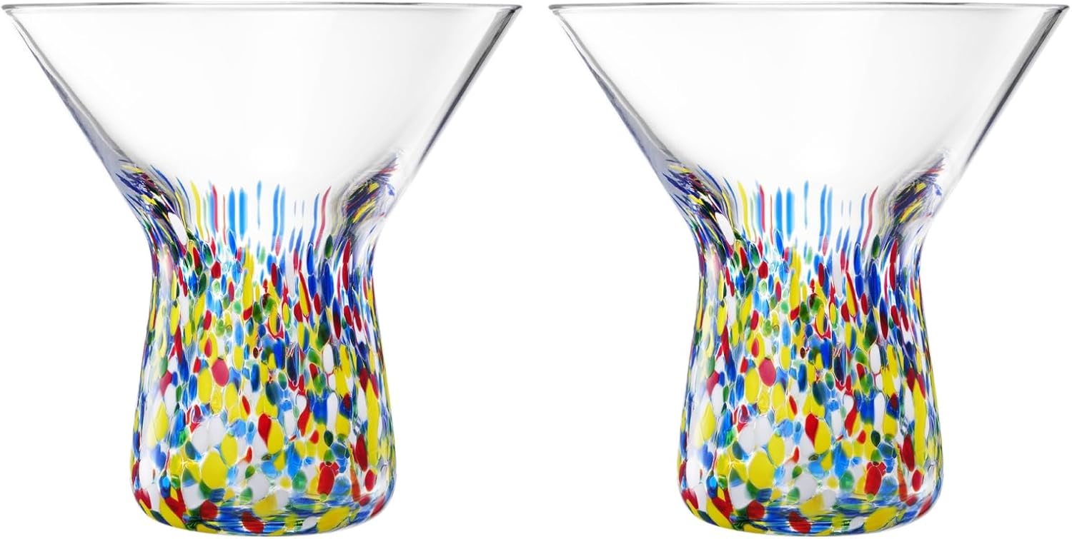 The Wine Savant Stemless Martini Glasses Hand Blown - Set of 2 Clear