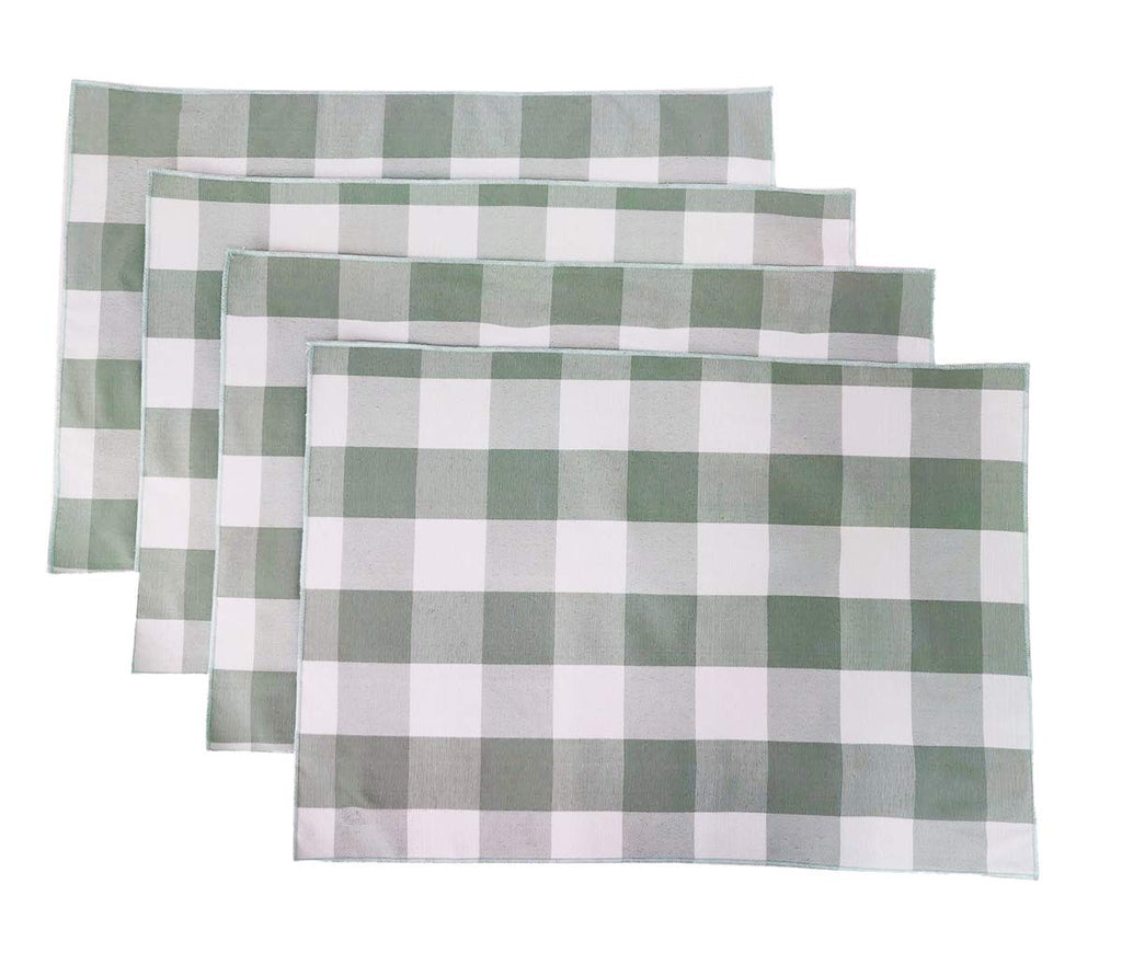 Fennco Styles Buffalo Check Double Layers Reversible Placemats 14" W x 20" L, Set of 4 - Handmade in USA - Plaid Table Mats for Everyday Use, Banquet, Holiday, Family Gathering, Special Occasion