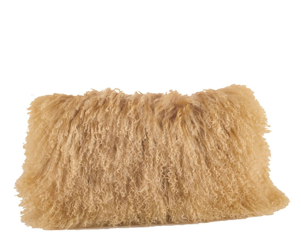 Fennco Styles Genuine Mongolian Lamb Fur Decorative Filled Throw Pillow - Soft Plush Wool Accent Pillow for Home, Couch, Living Room, Office and Holiday Décor