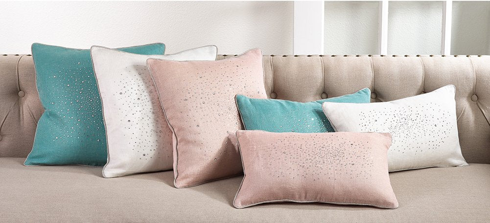 Fennco Styles Shimmering Rhinestone Crystal Down Filled Pillow (12"x20", Aqua)