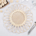 Fennco Styles Handmade Rattan Loopy Placemat 15" Round, 1-Piece - Natural Boho Flower Table Mat Heat Resistant Insulation for Home, Boho Décor, Dining Table, Banquets, Special Events