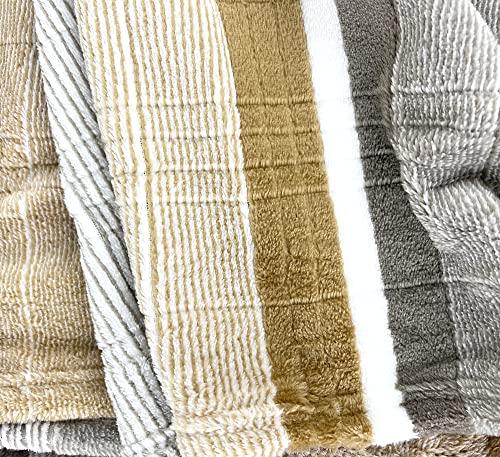 Fennco Styles Wheat Pattern Plush Extra Warm and Soft Throw Blanket 59" W x 79" L - Grey Flannel Fleece Large Blanket for Couch, Bedroom, Living Room Décor