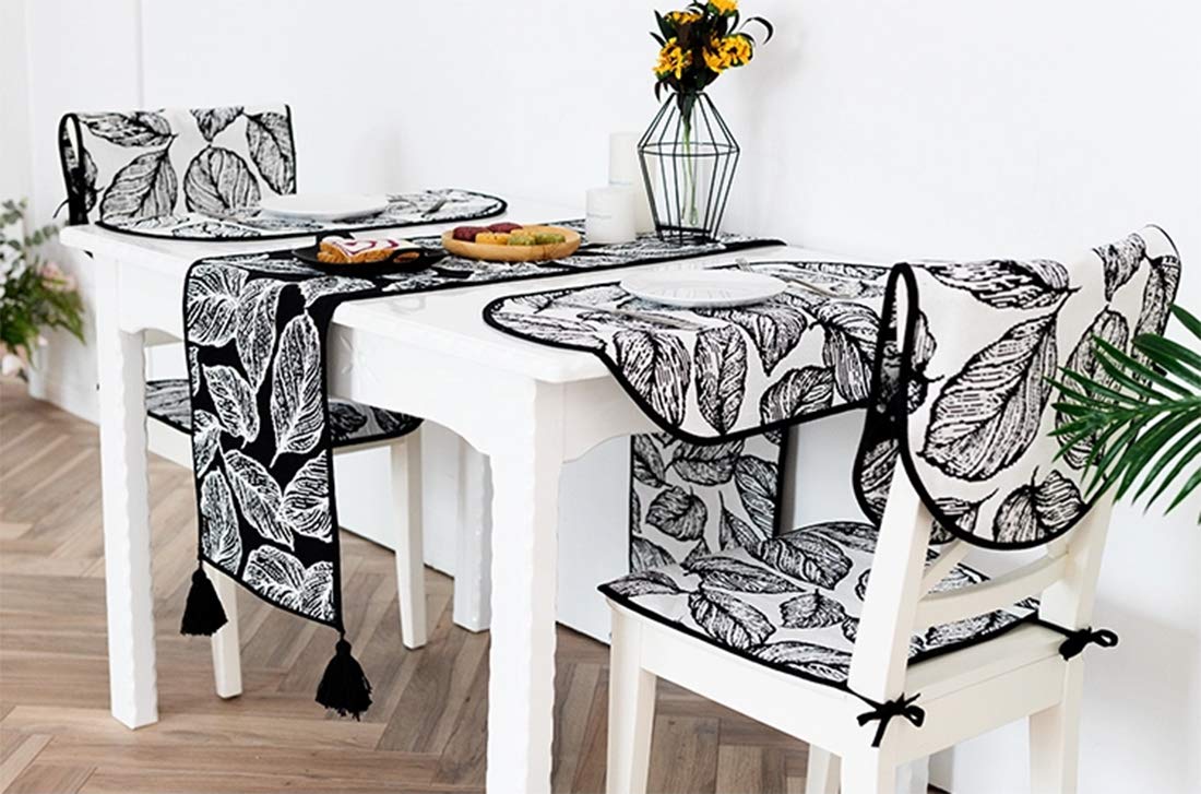 Fennco Styles Black and White Checker Woven Table Runner - 14 x 71 Inch Check Runner Table Centerpiece for Dining Home Decor, Indoor Parties, Holiday Events Tassel Table Runner