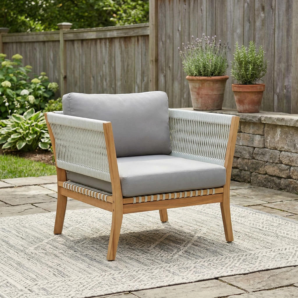 Acacia & Rope Patio Chair — Natural