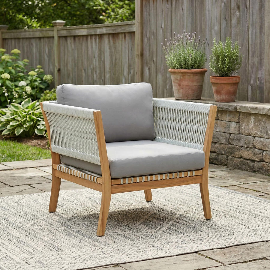 Acacia & Rope Patio Chair — Natural