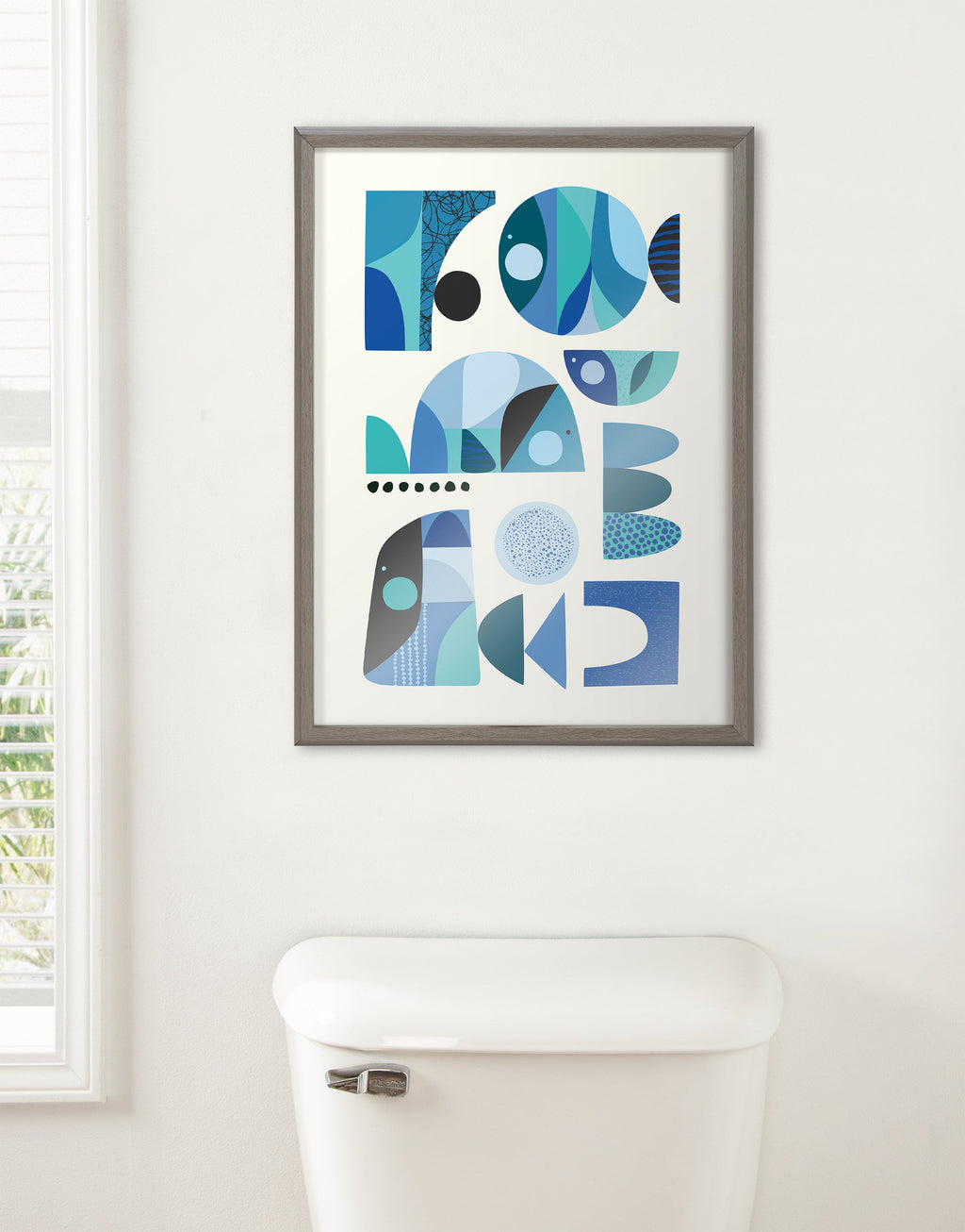 Blue Mid-Century Fish Framed Art