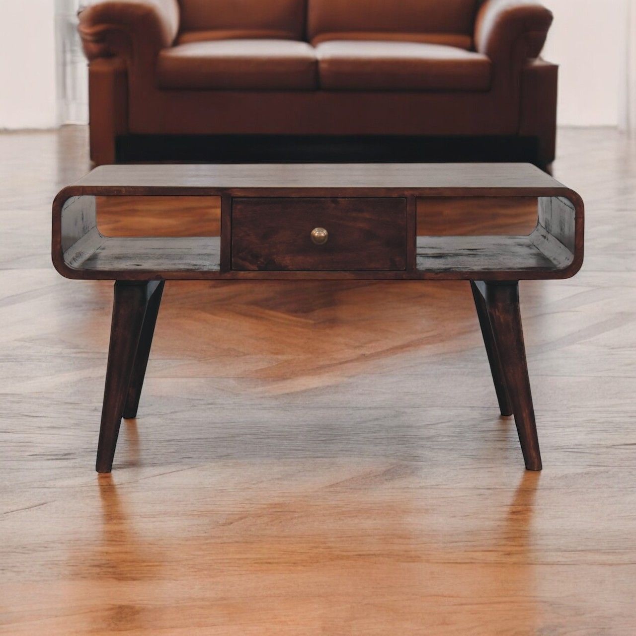 Curved Mango Wood Coffee Table