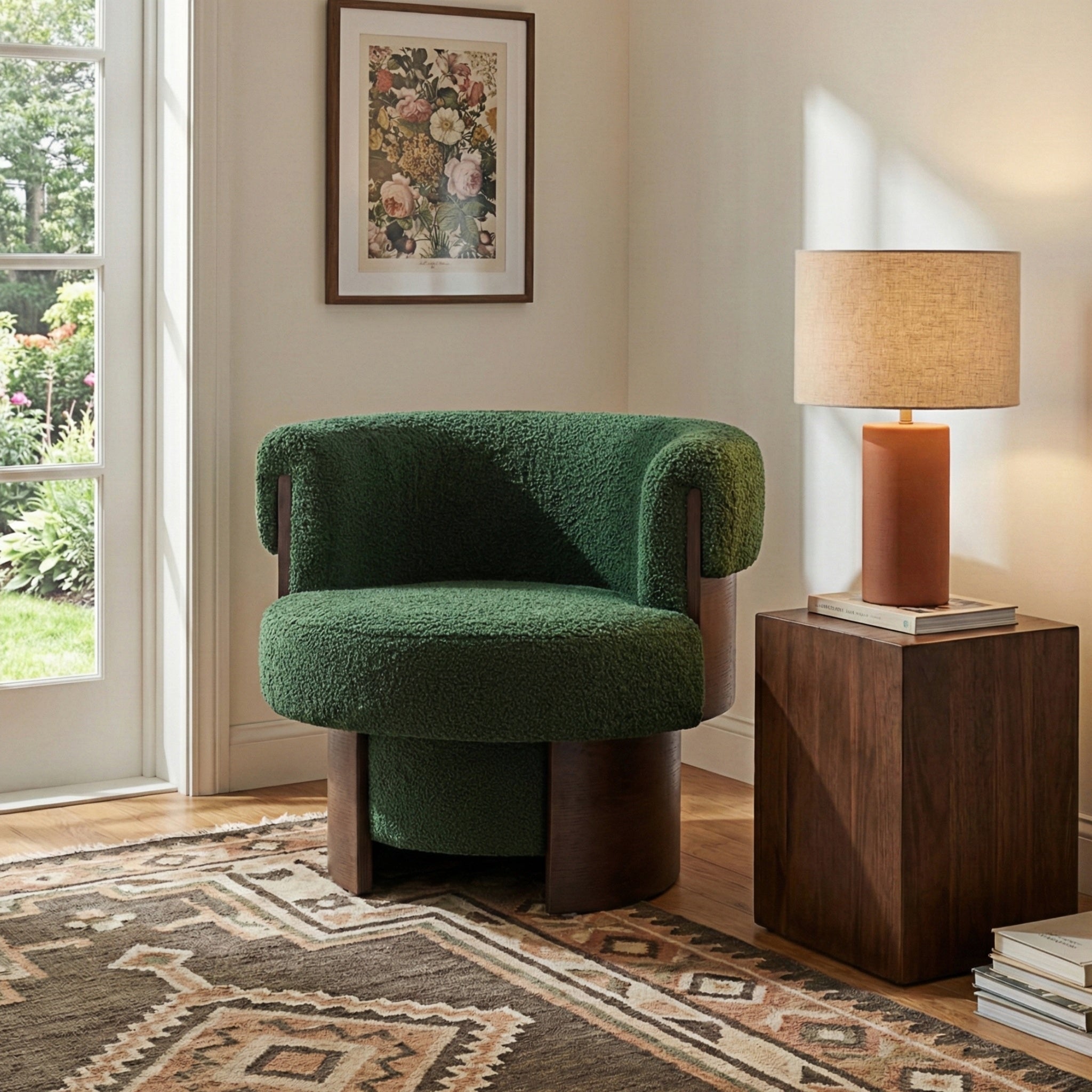 Curved Sculptural Swivel Barrel Chair