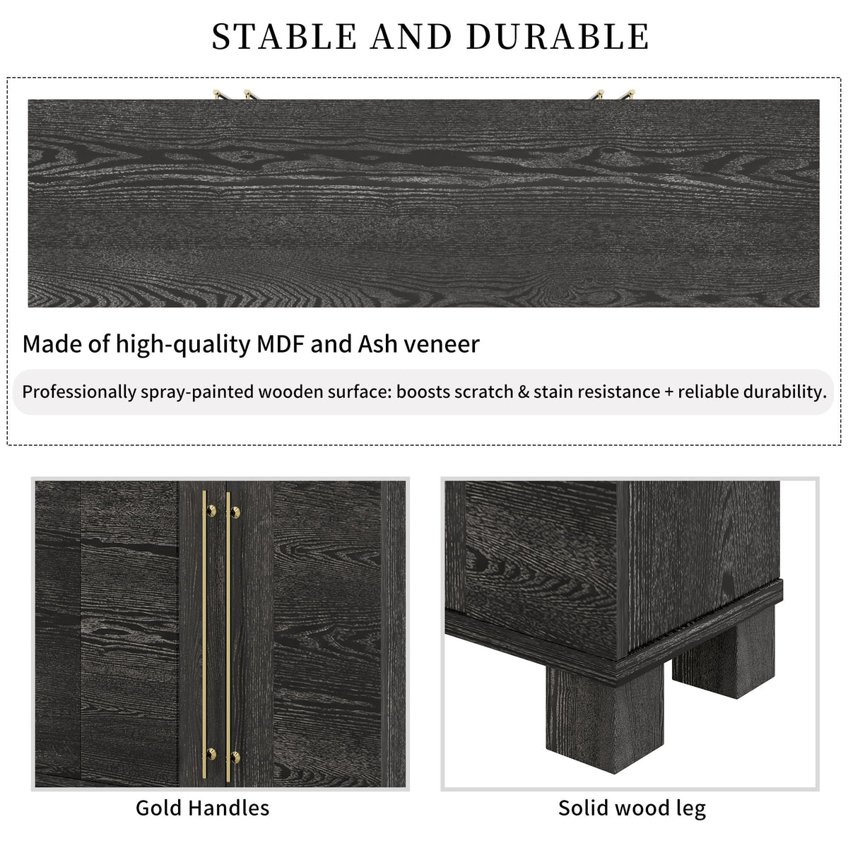 Modern Wood Sideboard with Adjustable Shelves