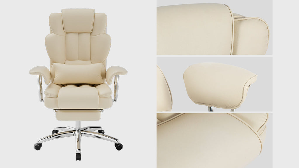 Big & Tall 500-lb Executive Office Chair with Footrest — Beige