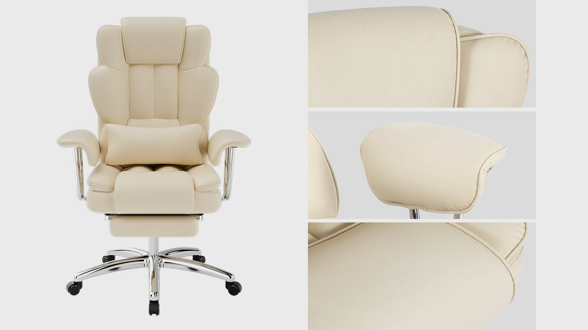 Big & Tall 500-lb Executive Office Chair with Footrest — Beige