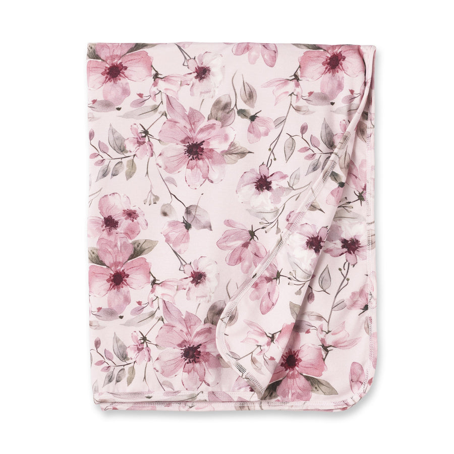 Watercolor Floral Bamboo Stroller Blanket