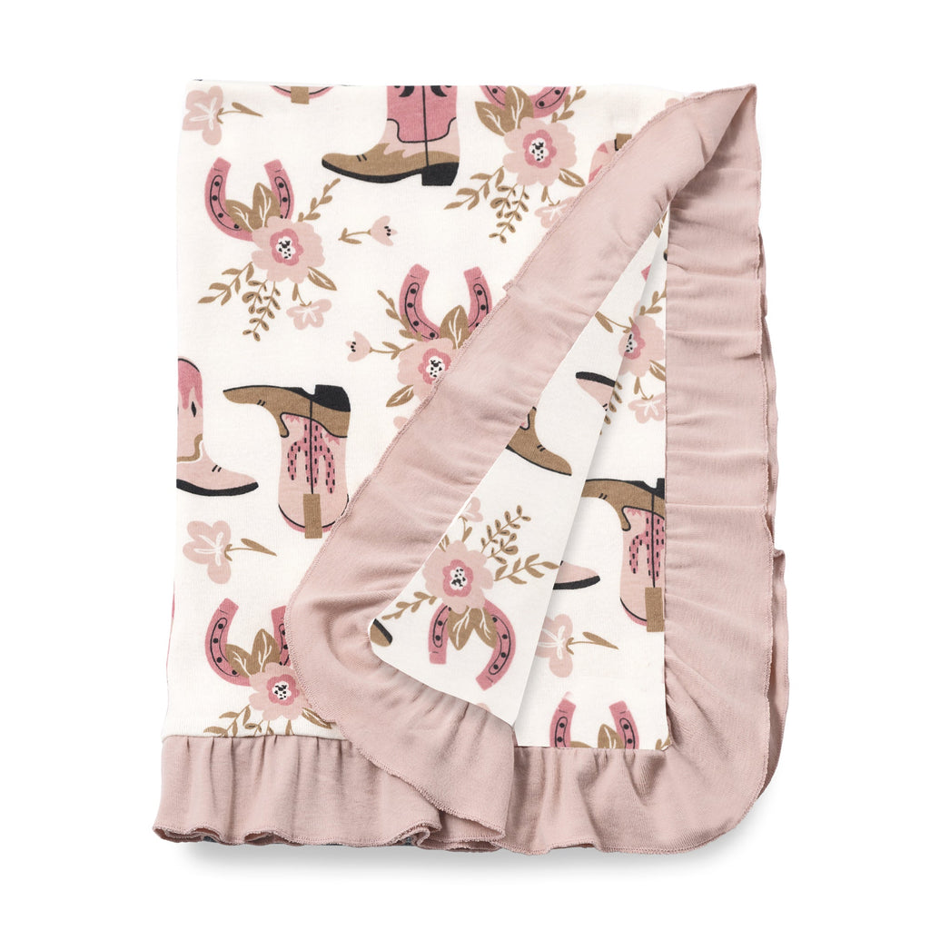 Cowgirl Boots Cotton Stroller Blanket