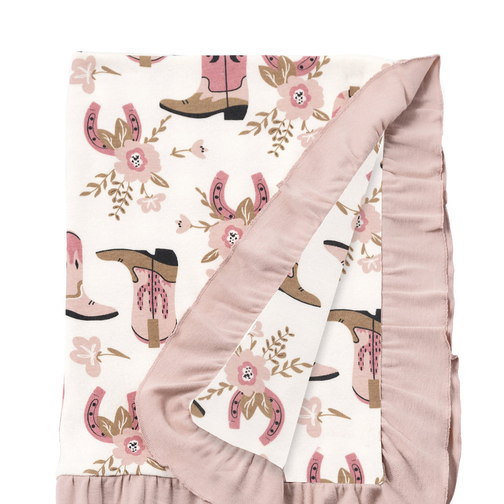 Cowgirl Boots Cotton Stroller Blanket