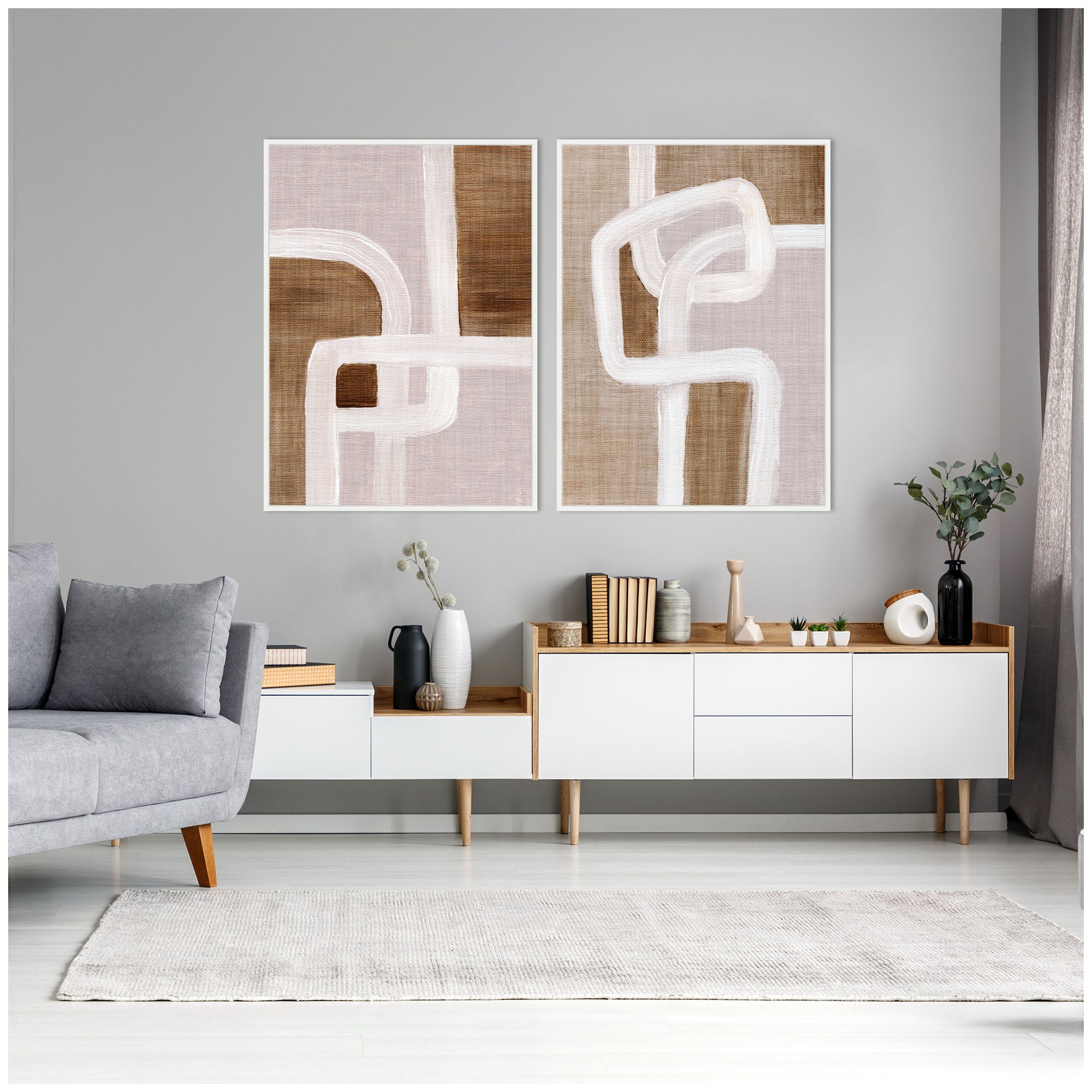 Sylvie Rhythmic Lines I and II Framed Canvas Art Set by Nikita Jariwala