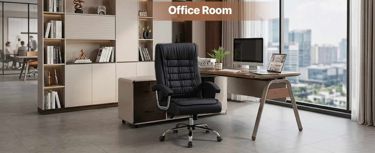 High-Back Executive Office Chair — Black or Camel