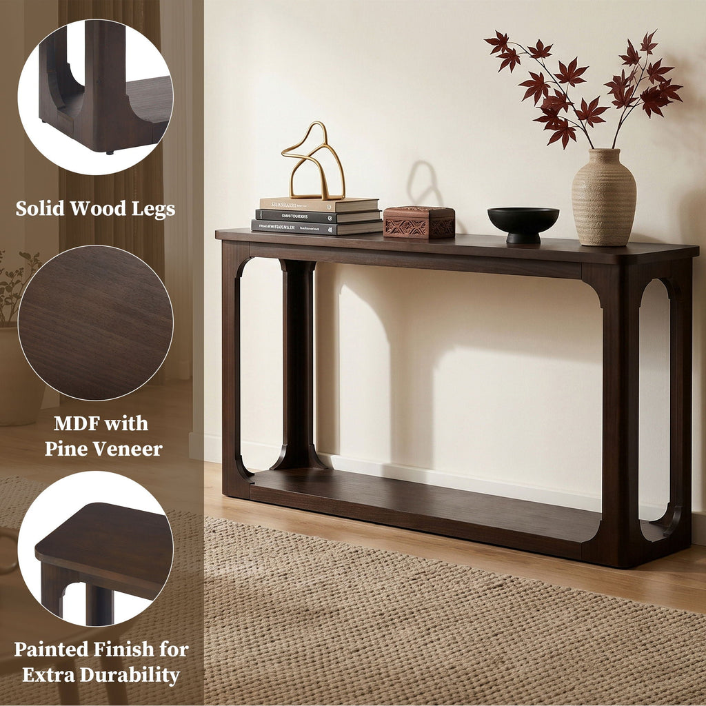 Espresso Console Table with Arched Cutouts