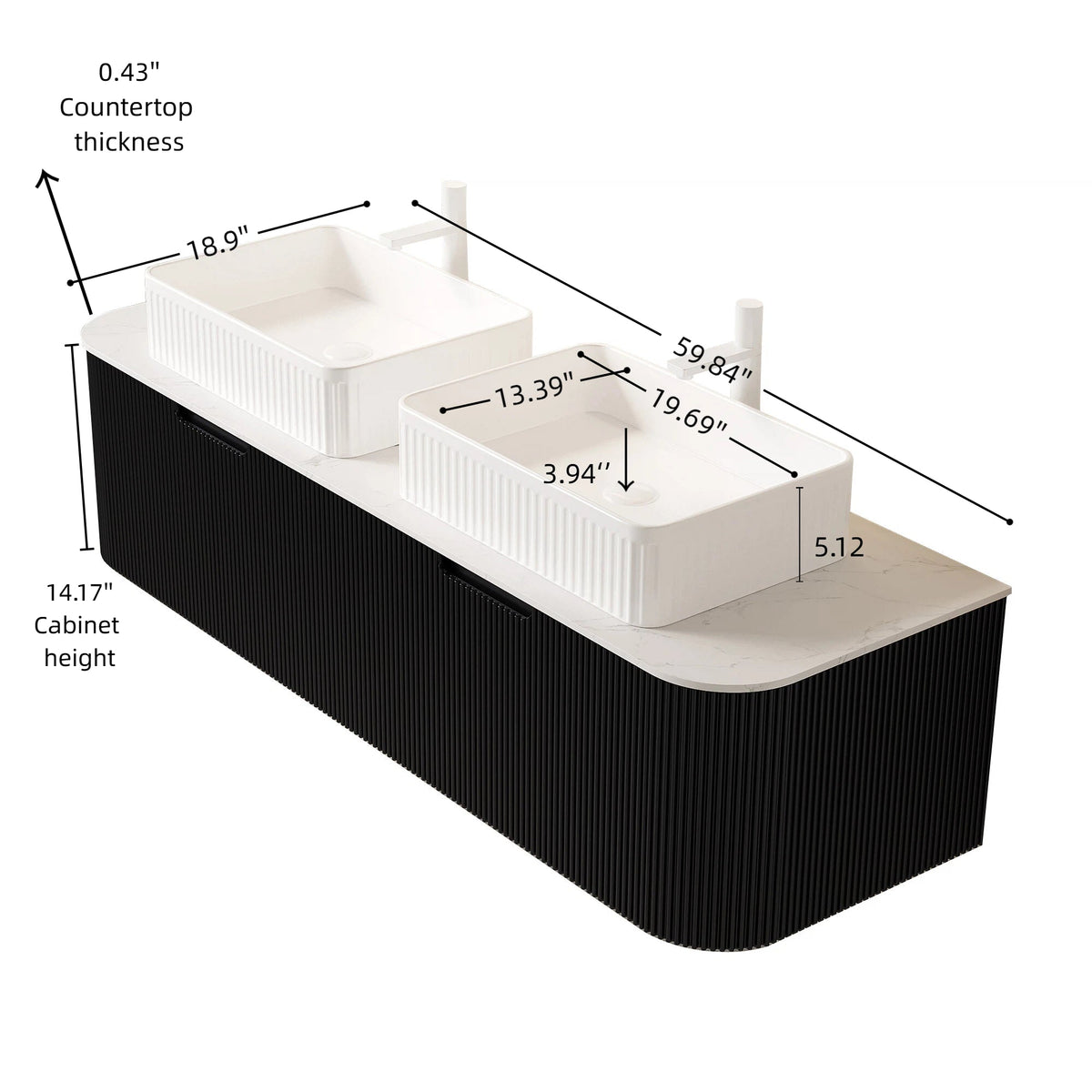 Dina 60-Inch Bathroom Vanity with Ceramic Basin