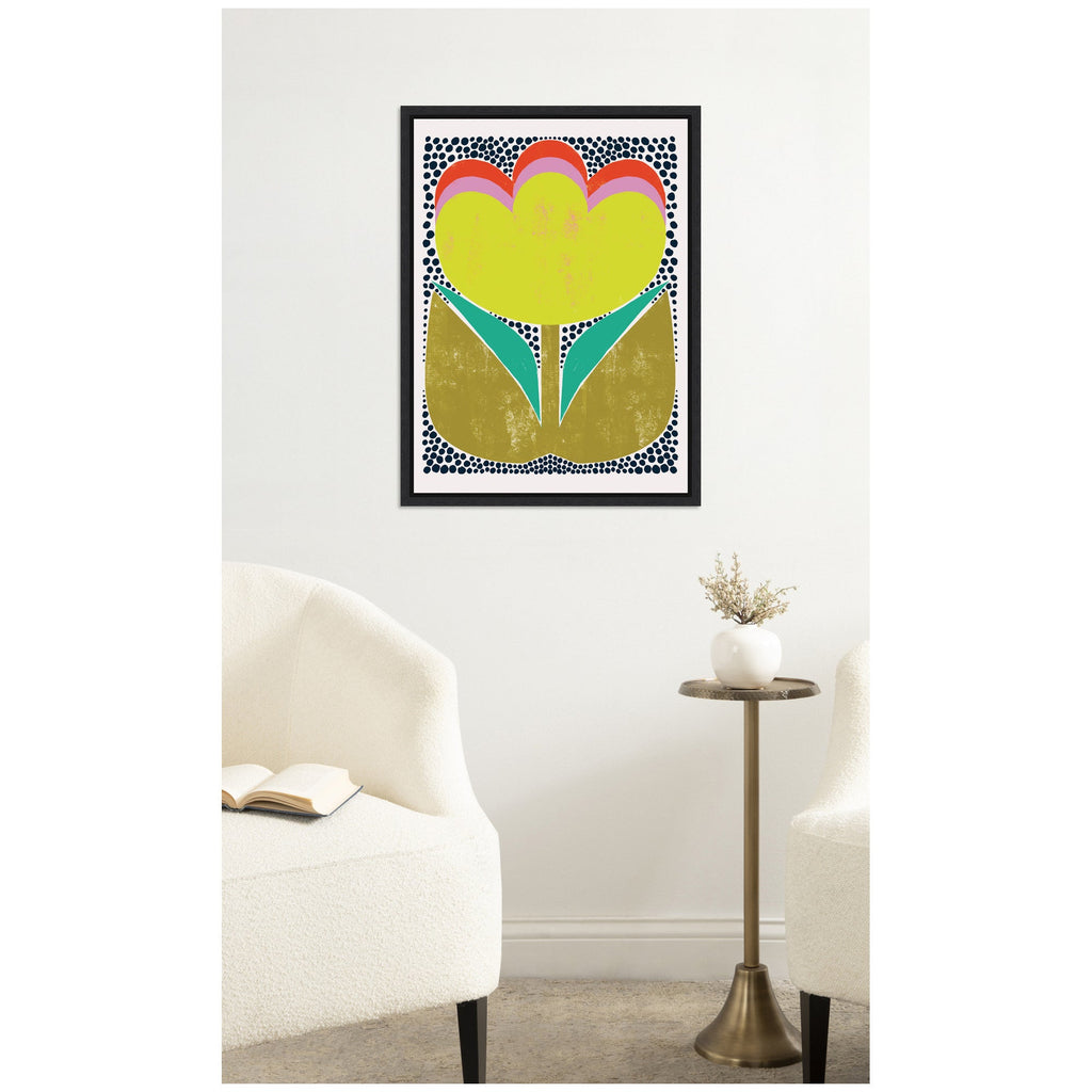 Triple Bloom by Hannah Beisang Framed Canvas Wall Art Print