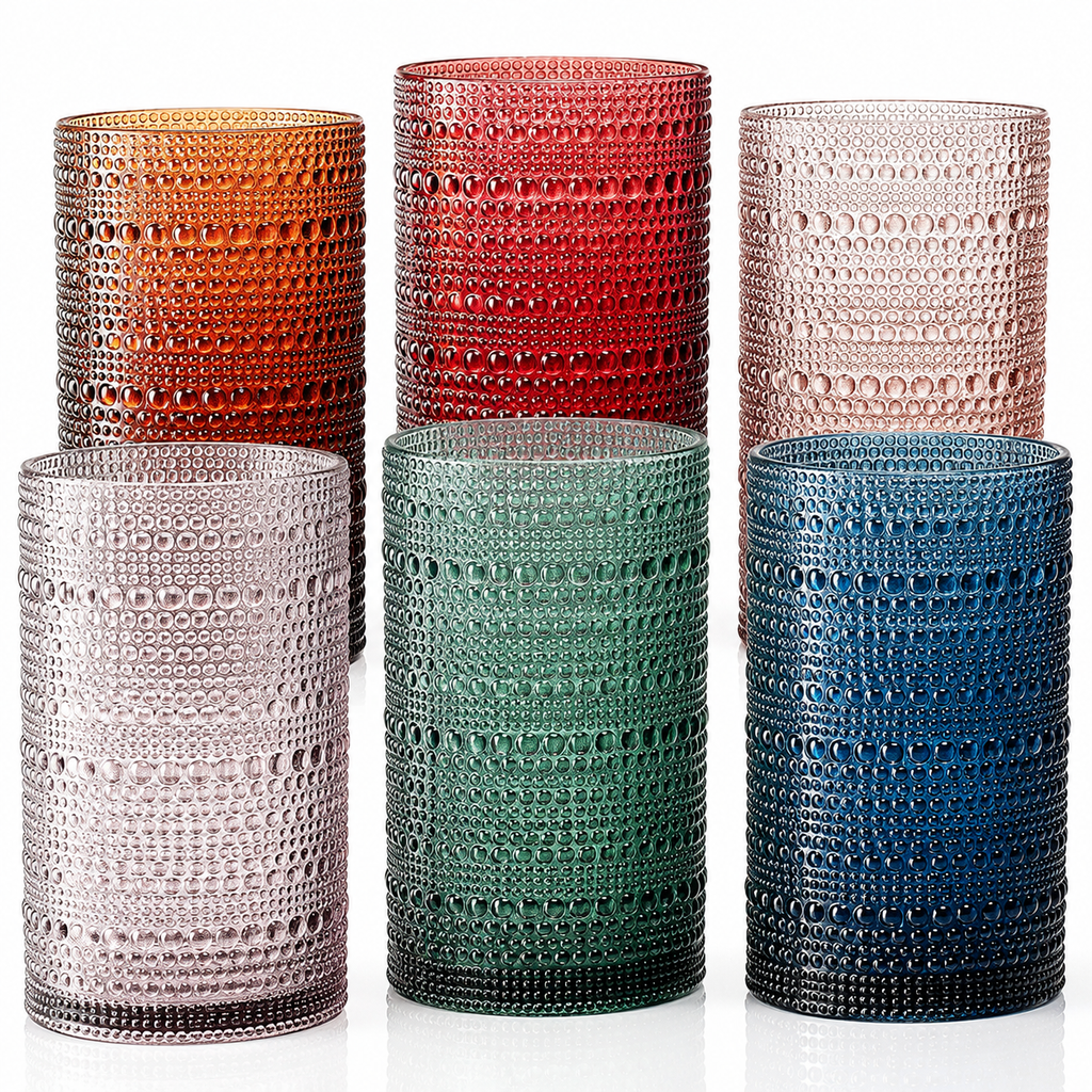 Eze Acrylic Highball Hobnail Glassware, Set of 6