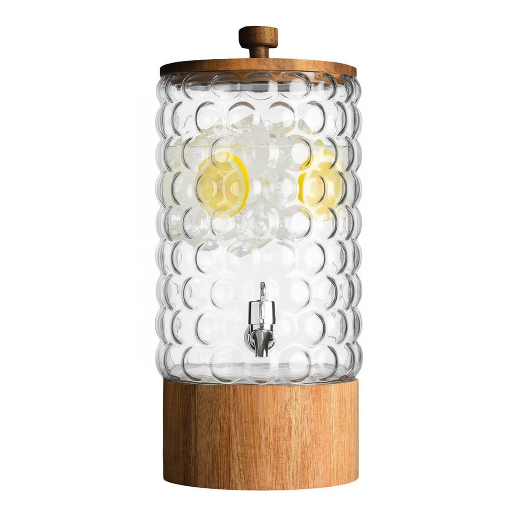 Palermo Beverage Dispenser With Wooden Lid & Base 2 Gal