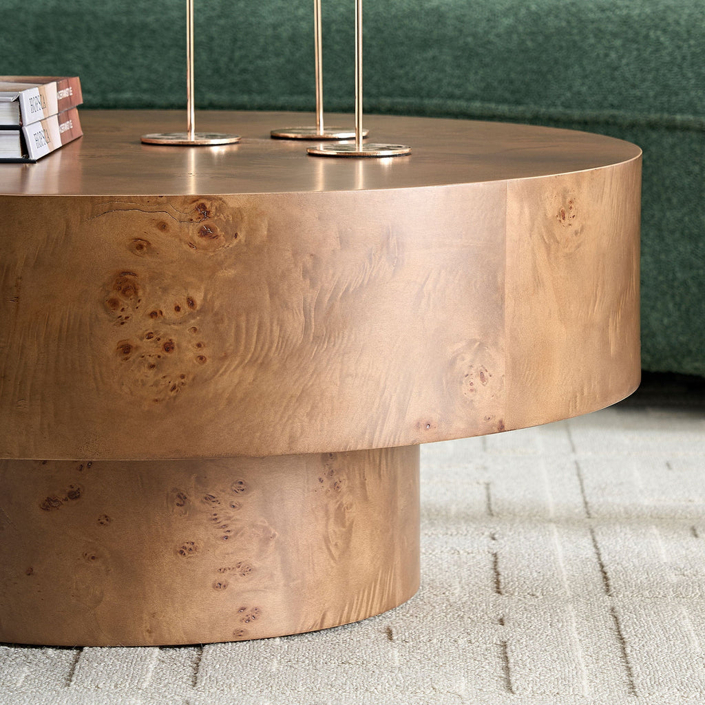 Burl Walnut Pedestal Coffee Table
