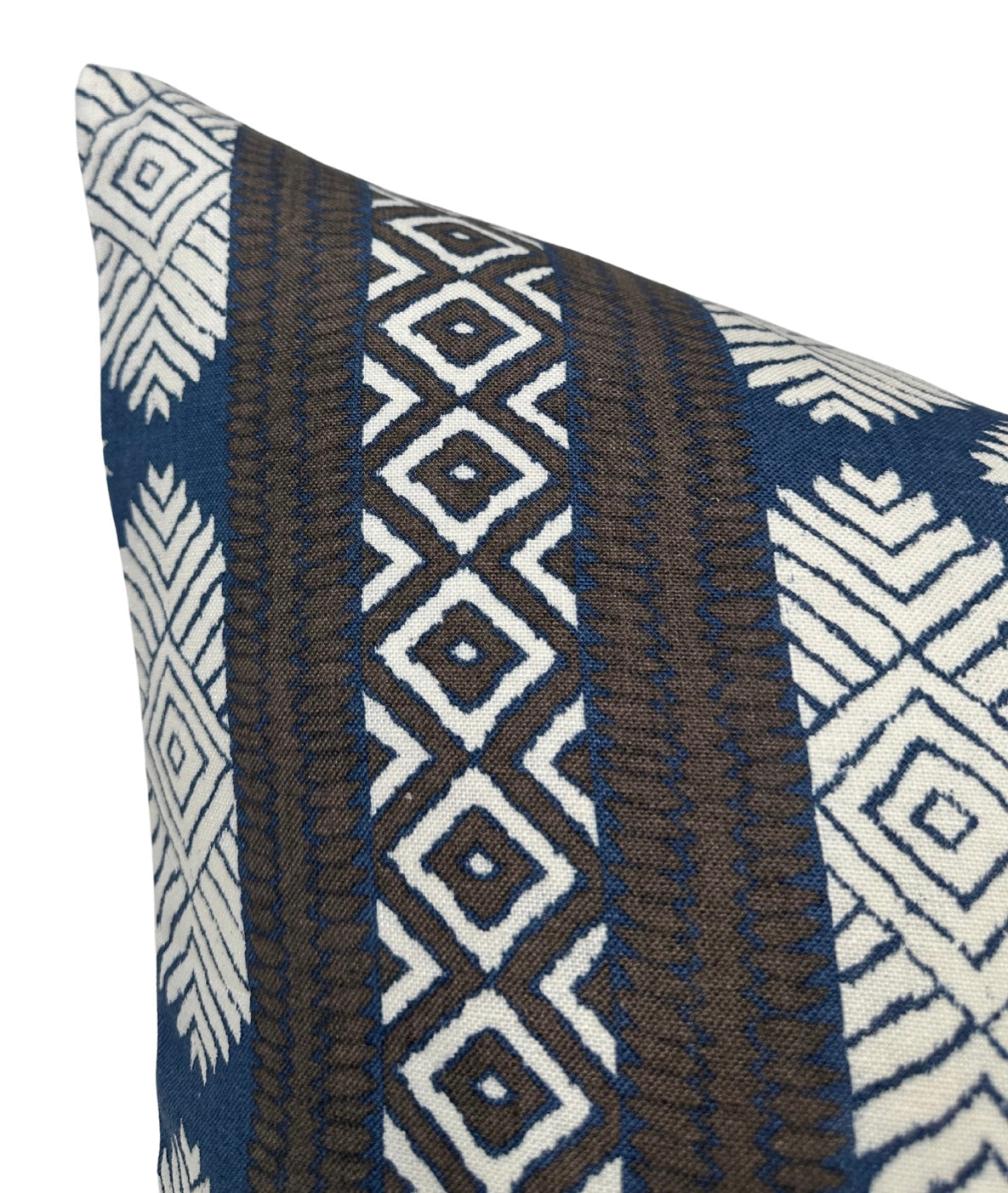 Austin Pillow Cover in Brown + Navy, Thibaut Pillows