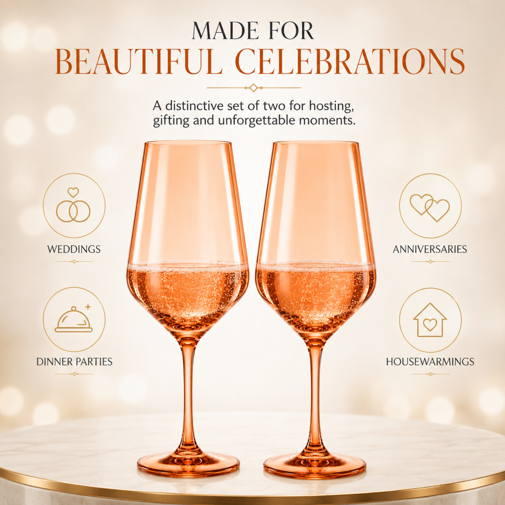 Tonal Stemmed Wine Glassware, Burnt Orange, Set of 2