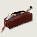 Aurora Leather Makeup Bag — Burgundy