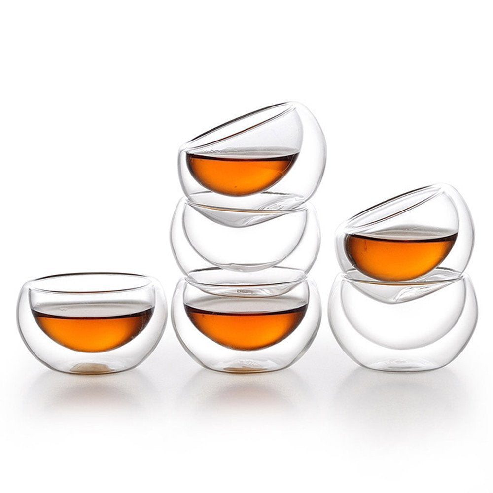 Tea set of tea pot with infuser + warmer and 6 double cups