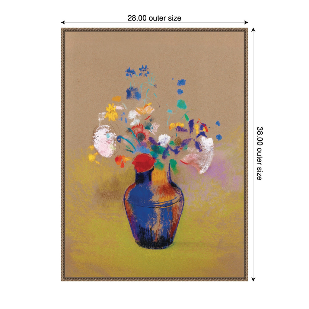 Fleurs Sur Fond Gris 1916 Odilon Redon by Nostalgia Prints Framed Canvas Wall Art Print